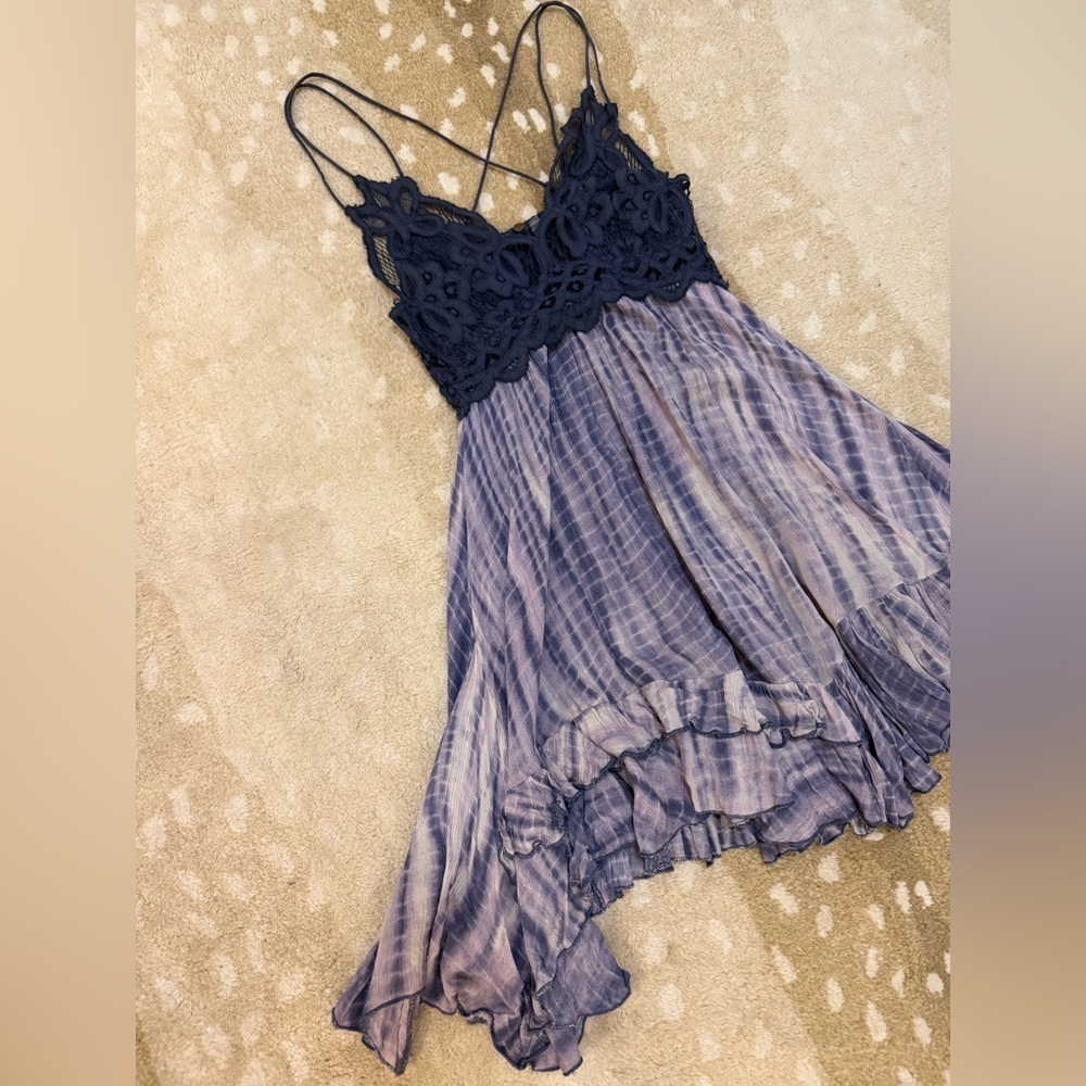 Free people one purple lace tie dye halter dress women’s size XS - Picture 3 of 9